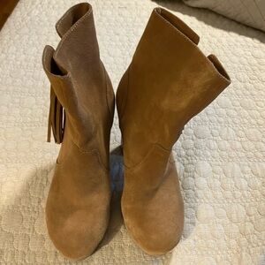 Rebecca Taylor camel suede fringe booties